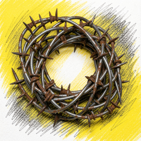 freepik kawat berduri kusut pada latar sketsa kuning putih hitam kilau dingin pada permukaan detail karat halus 0002