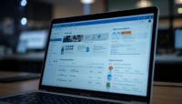 professional photo of Foto profesional layar komputer atau laptop menampilkan dashboard sistem perizinan digital OSS Online Single Submission interface yang bersih dan modern dengan grafik atau data pe
