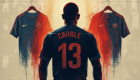a stunning illustration of Ilustrasi untuk artikel tentang kebanggaan di balik jersey visual dengan jersey olahraga sebagai fokus utama nuansa kebanggaan dan identitas bisa dengan sosok atlet dari bela